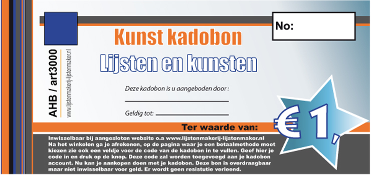 kunst kadobon 1 euro
