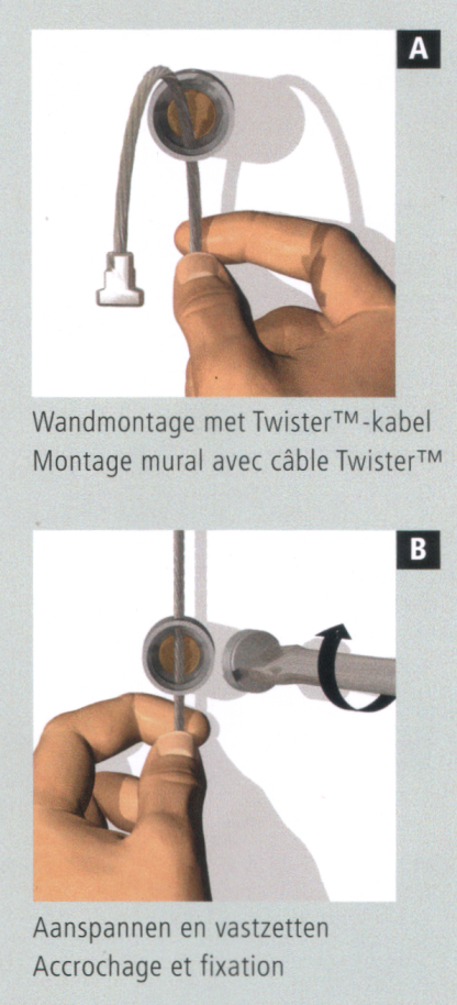 Wandmontage met Twister kabel