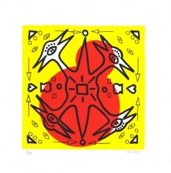 zeefdruk-Vogel,-4-koppen-Henk-de-Bouter