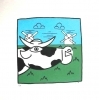zeefdruk Koe met molens Henk de Bouter zeefdruk-Koe-met-molens-Henk-de-Bouter